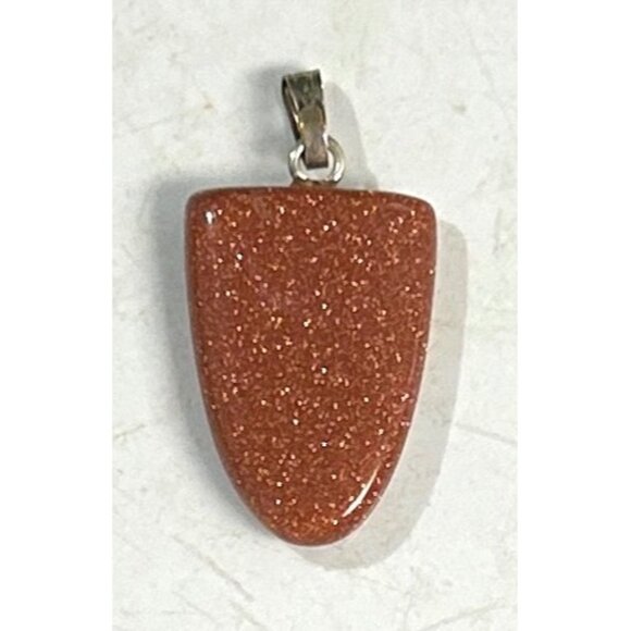 NEW Golden Sandstone Burnt Orange Rust Brown Sparkle Pendant 3/4” x 1/2” inch - Picture 4 of 4